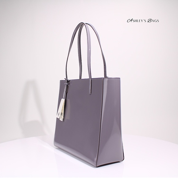 Tory Burch Large Patent Leather Emerson Tote & Continental Wristlet Wallet Grey - Picture 4 of 12